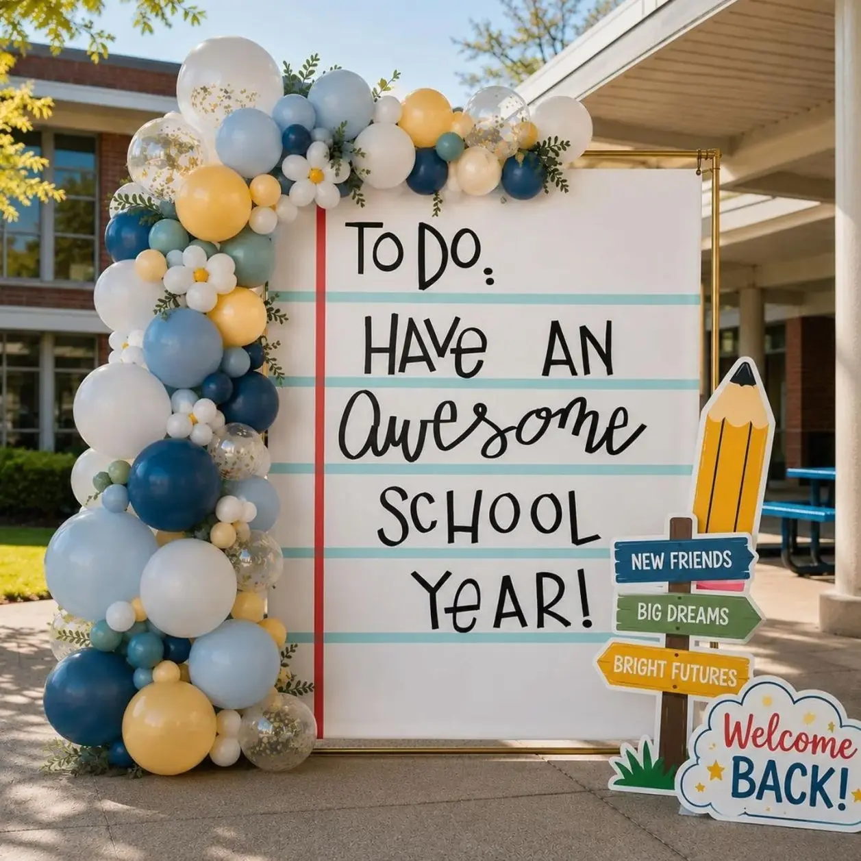 Back to School Banner Backdrop, First Day of School Photo Booth Backdrop, Welcome Back to School Banner, School Event Photography Background