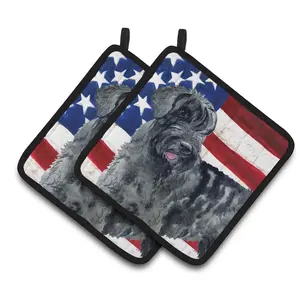 212 MAIN Giant Schnauzer Patriotic Pair of Pot Holders - Thick, Insulated, Hanging Kitchenware Bakeware for Kitchen Use