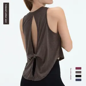 Outdoor vest women's outer wear sports blouse running fitness top loose dovetail beauty back yoga vest