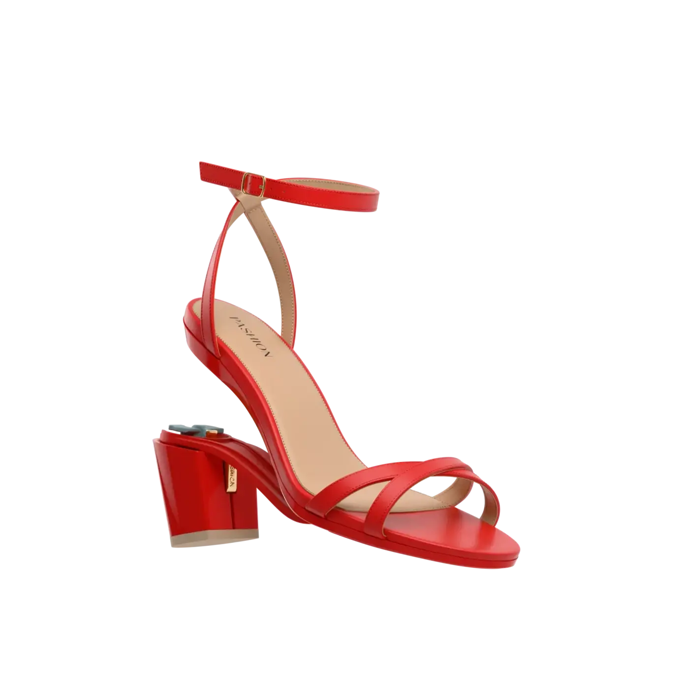 The Brynn - Cherry Red Leather 3" Block