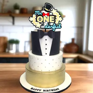 Mr One-derful cake topper - First Birthday Cake Toppers - Baby Birthday Decorations - Trendy - Little Man Celebration