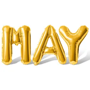 Letter Balloons - MAY 16" Inch Alphabet Letters Foil Mylar Balloon May Birthday Party Banner
