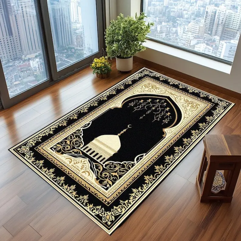 Elegant Orthopedic Prayer Rug Non-Slip Ramadan Decor