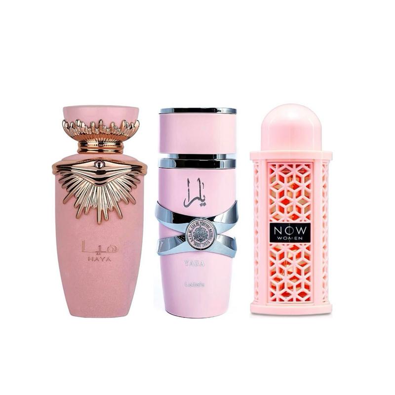 Lattafa Haya + Yara + Now Women 100ml (3.4oz) - Fragrance Collection Pack - Women's Fragrance Bundle