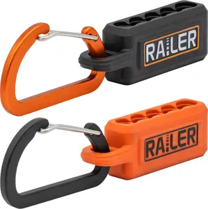 RAILER Screwdriver Bit Holder Storage Organizer - 5-Hole Railer Bit Bar with Carabiner - 2 Pack Tool Box - Compact & Heavy Duty Design