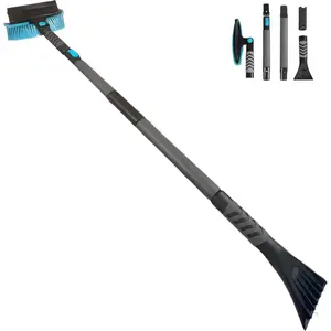 58"  Snow Brush & Ice Scraper Long Snow Brush for  Extendable, Upgraded Heavy Duty Pivoting Snow Broom for SUV  Windshield