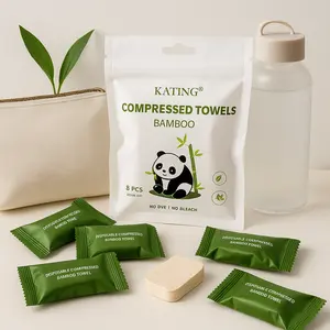 Clean & Premium Compressed Bamboo Towels 100% Biobased Ultra Soft Disposable & Reusable Face Wipes for Travel 40PCS Eco-Friendly On-the-Go Use