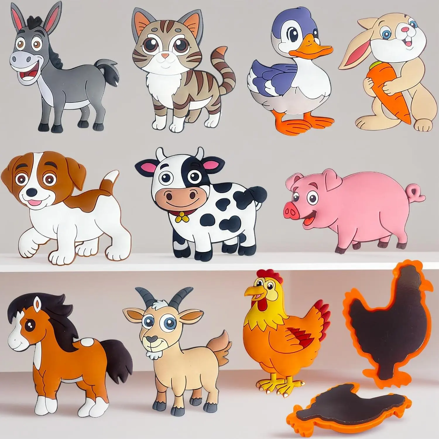 Farm Animal Magnets for Toddlers 1-3 - Soft & Safe Magnetic Refrigerator Toys, Large Back for Fridge & Whiteboard Play