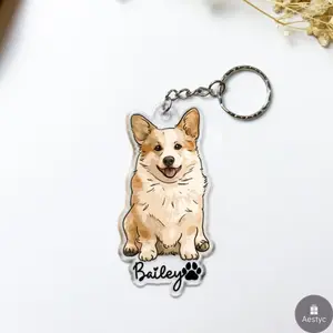 Personalized Pet Portrait Keychain, Custom Dog Keychain, Dog Lover Gift, Gifts For Pet Lover, Cute Dog Photo Keychain, Dog Acrylic Keychain