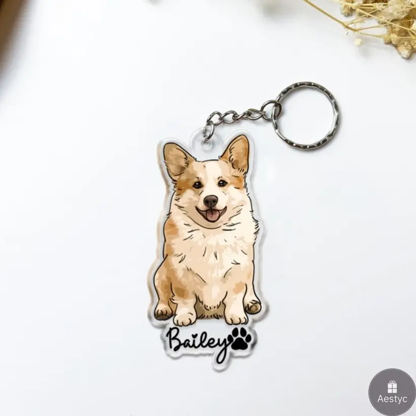 Personalized Pet Portrait Keychain, Custom Dog Keychain, Dog Lover Gift, Gifts For Pet Lover, Cute Dog Photo Keychain, Dog Acrylic Keychain