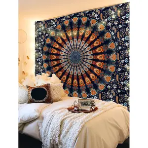 1pc Mandala Bohemian Printed Tapestry, Modern Design Polyester Fiber Square Decorative Tapestry, Suitable For Living Room Bedroom Decor, Flag For Room, Room Decor, Tapestry, Wall Decor, Wall Art , Flags For Room, Vintage Heated Rivalry Eilish