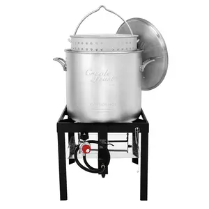 Creole Feast 60 QT Seafood Boiling Kit with Strainer, Outdoor Aluminum Propane Gas Boiler with 10 PSI Regulator Cooking