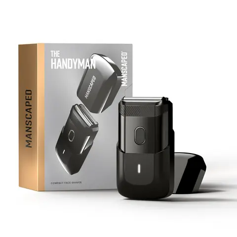 MANSCAPED® The Handyman™ - Compact Face Foil Shaver, Portable Men’s Travel Facial Hair Groomer, Waterproof, Cordless, Dual-Action SkinSafe® Long-Hair Leveler & Foil Blades Comfort
