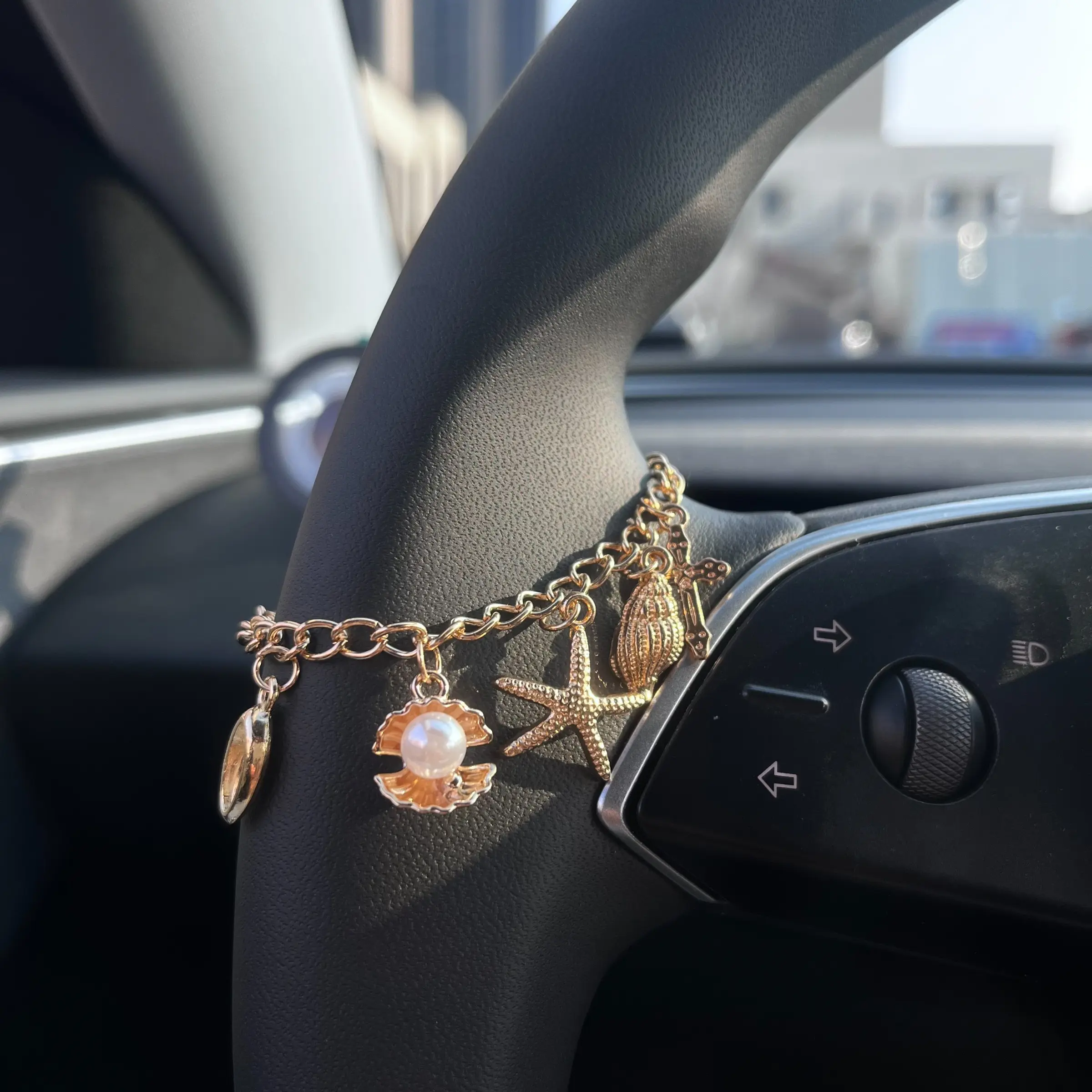 Steering Wheel Rosary Charm Accessory - Rosary CarCharm Accessory-Car Accessory Charms-CarDecor - Car Interior Decoration - Car Interior Decorative - Unique Trendy Gift -Car Trinkets - Car Hanging Decoration - Car Interior Accessories