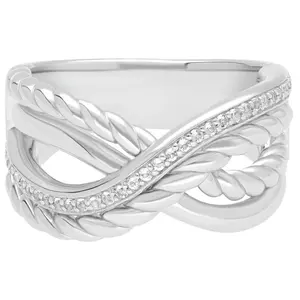 Ariva Sterling Silver White Topaz Rope Band Ring