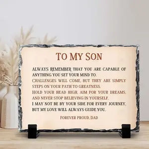 Inspirational Stone Plaque for Son or Daughter from Dad – Motivational 10x15cm Rectangle Frame, Sentimental Birthday or Back to School Gift