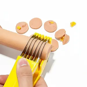 Durable Stainless Steel Hot Dog and Banana Slicer with Non Slip Grip Multifunctional Cutter for Fruit Sandwich Sausage Easy Clean Kitchen Tool for Home Restaurant Party