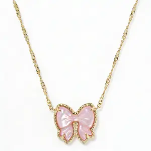 Gold Bow Pendant Short Necklace--Exquisite Women's Layered Jewelry, A Simple Everyday Gift for Her or a Best Friend