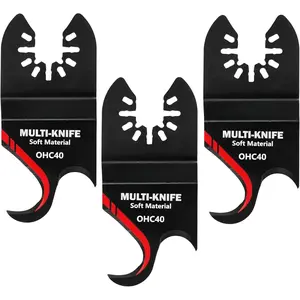 Oscillating Multi tool Hook Knife Blade, 3PCS Multitool Saw Blades for Cutting Soft Materials Roofing Shingles, PVC Carpet and Cardboard