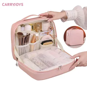 Stand-up makeup bag new large capacity waterproof with compartments cosmetic bag women travel storage toiletry bag