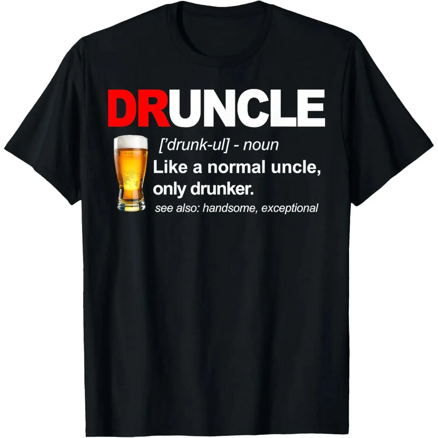 Women's 100% Cotton Short-Sleeve Casual Round Neck Graphic Streetwear T-Shirt - Vintage Druncle Funkle Beer Humorous Design for Drunk Uncle, Shortsleeve, Top