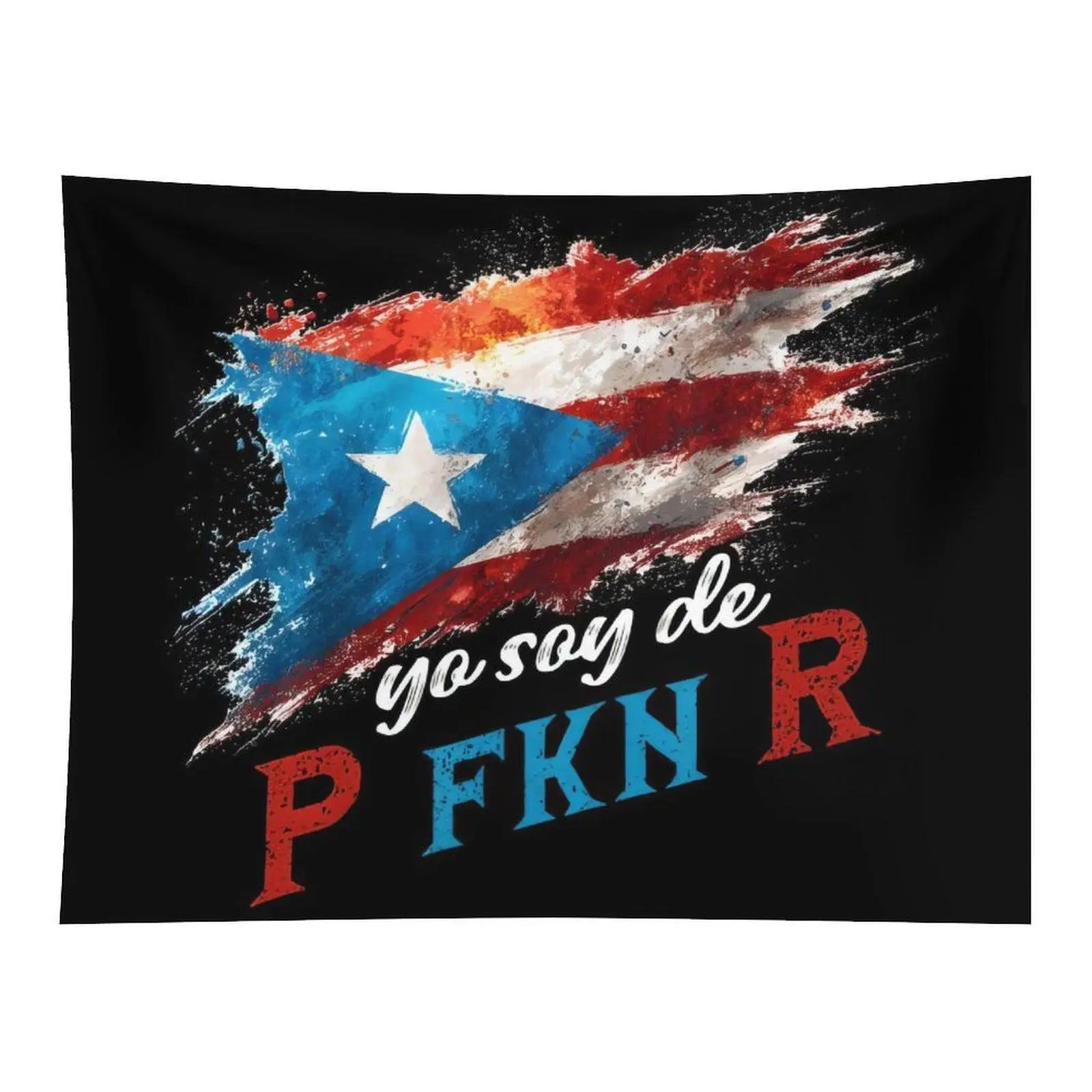 Puerto Rico Distressed Paint Splash National Flag Wall Tapestry, Hispanic Cultural Identity Art Wall Hanging For Pride Themed Room