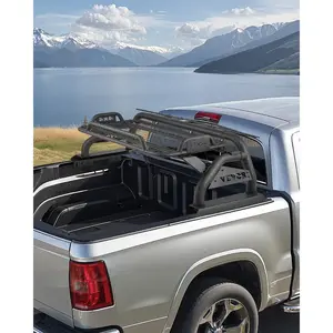 VEVOR Truck Bed Roll Bar, Universal Adjustable Sport Bar Chase Rack Compatible with Full-Size Mid-Size Pickup, With LED Brake Light, Stainless Steel+ Carbon Steel No Rack Included