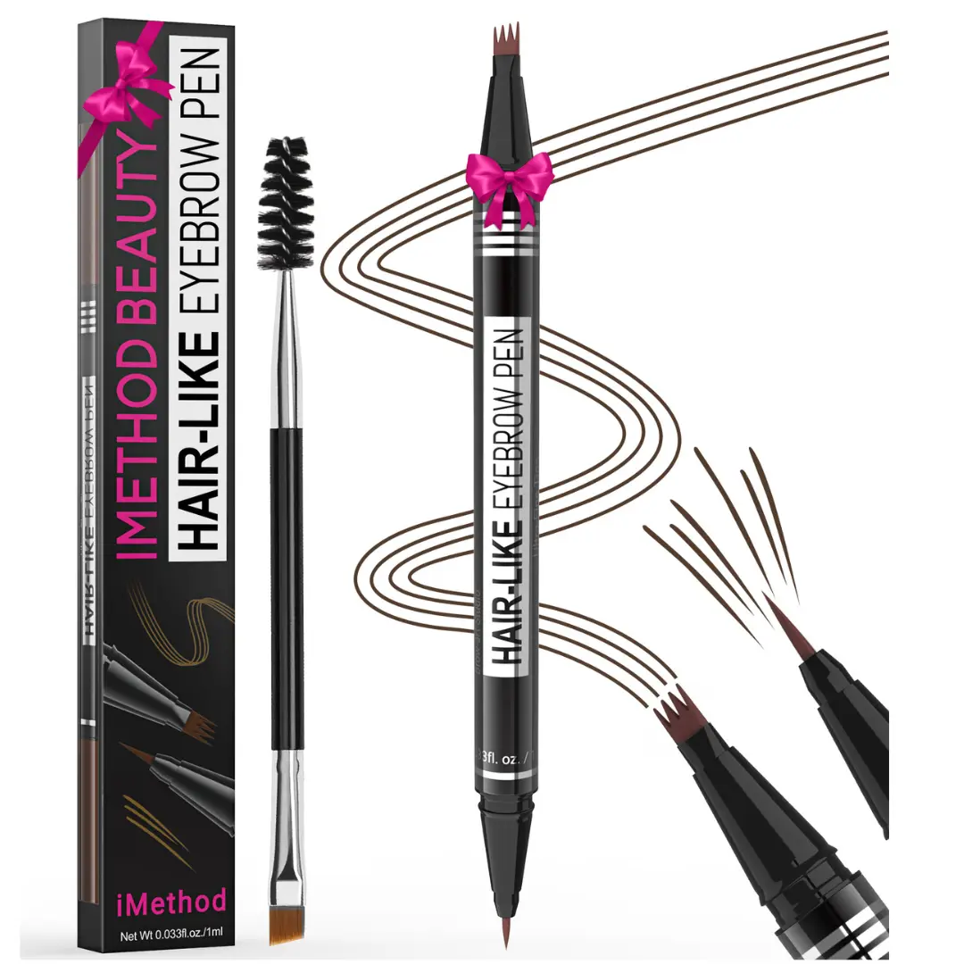 iMethod Eyebrow Pencil, Hair-like  2-in-1 Waterproof Eyebrow Pen with 4 Tip Brow Pen, with Dual-ended Eyebrow Brush, Cosmetic Makeup