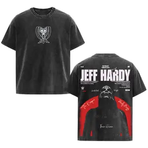 Jeff Hardy Enigma Vintage Wrestling Tee – WWE TNA ECW Graphic Shirt – Charismatic Enigma Retro Washed Black Tee – Wrestling Streetwear Gift for Fans wash t-shirt oversized unisex classic cotton top Fabric Menswear casual shirt wwe fan