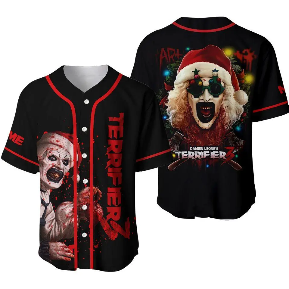 Personalized Terrifier Horror Baseball Jersey, Terrifier Movie Baseball Jersey, Gothic Horror Sports Outfit