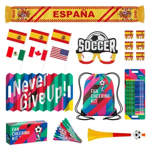Fan Cheering Kit - Includes Flags Scarf Glasses Drawstring Bag Schedule and More for Sports Events Theme ESPANA