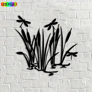 1pc Dragonfly & Cattail Metal Wall Art,Dragonfly & Cattail Statue Mural, Ideal Gift for Easter, New Year, Nature Decor Enthusiasts, Weather-Resistant Metal Wall Decor Wall Sculptures, Perfect for Garden Wall & Backyard Fence, Nature Art Enthusiasts
