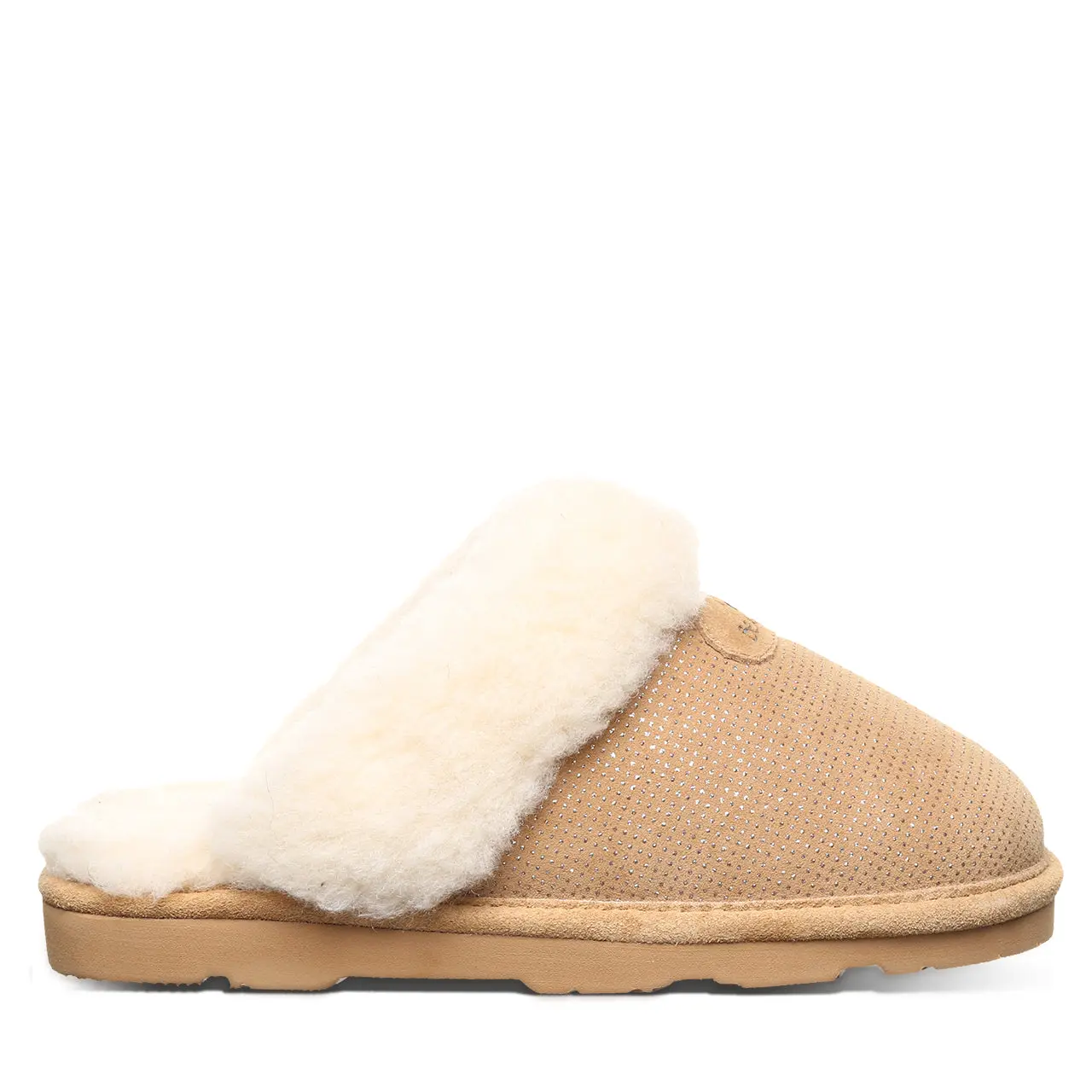 BEARPAW Loki Exotic Women's Sparkling Suede Slipper with Cozy Lining - Iced Coffee