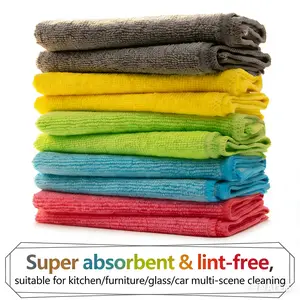 Super Absorbent & Lint-Free Cleaning Cloths Set of Ten for Kitchen Furniture Glass Car Multi-Scene Cleaning