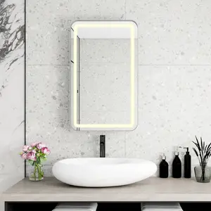 Rectangle Medicine Cabinet Mirror Bathroom Mirror with Storage Wall Mounted Medicine Mirror Cabinet with LDE,Sliver   WL RR