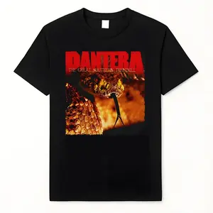 PANTERA THE GREAT SOUTHERN TRENDKILL Black Short-Sleeve Graphic T-Shirt for Men & Women Retro Geometric Design Casual Fit Perfect Holiday Gift Music Fan Gift 100% Cotton Soft Breathable Classic Minimalist Streetwear Top