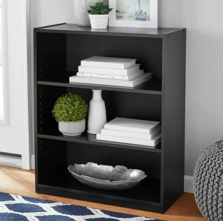 Shelf Bookcase with Adjustable Shelves, True Black Oak