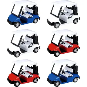 6 Pcs Diecast Toy Golf Carts with Clubs, Mini Metal Alloy Die Cast Pullback Display Model Desk Decor Golf Cart Cake Decorations Topper (4.75 inches)
