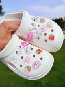 Cute Bunny Cloud & Strawberry Shoe Charms Set, Detachable Replacement Design, Perfect Personalization for Shoes, 14 Pieces, Decor, Footwear Accessories