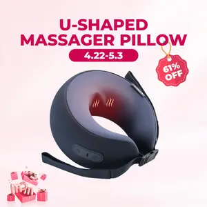 [mothersdaygift] CINCOM U-Shaped Neck Massager Pillow（Midnight Blue）for Cervical Support,with Soothing Heat & Kneading, 360° Memory Foam Support, Cordless, Rechargeable & Portable, Perfect Gift for Black Friday, Thanksgiving, Christmas, Birthdays & More