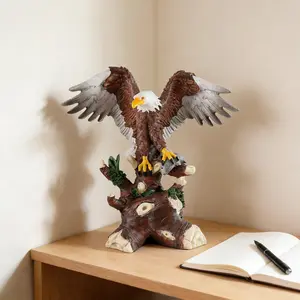 Lifelike Resin Bald Eagle Statue - Detailed Feather & Tree Branch Base, Realistic Animal Sculpture, Ideal for Home Decor