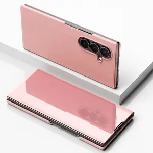 Vertical Mirror Flip Phone Case Compatible with Samsung Galaxy Z Fold 7, Z Fold 6, Z Fold 5, Z Fold 4, Z Fold 3 and Z TriFold, Shockproof Protective Cover with Durable Construction and Secure Grip Design