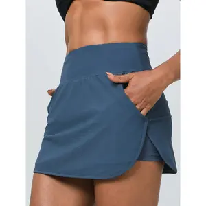 Women's Solid Color Pocket Sports Skort, Athletic Skort, High Stretch Quick-drying Skort for Golf, Ladies Sportswear for Indoor Outdoor Wear