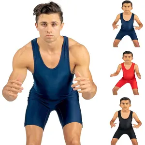Wrestling Singlet Youth & Adult Lightweight Competition & Training Gear, Black, Red & Blue Sizes 4XS–5XLGift