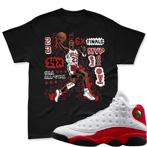 Accolades MJ Flair! Shirt To Match Jordan 13 Chicago, Air Jd 13 Chicago Matching Shirt, Jd 13 Retro White University Red Match Shirt