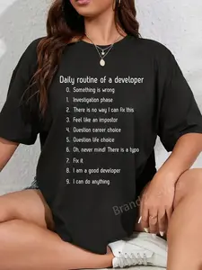 100% Cotton Daily Routine Of A Developer Joke Coding Programmer T-Shirt