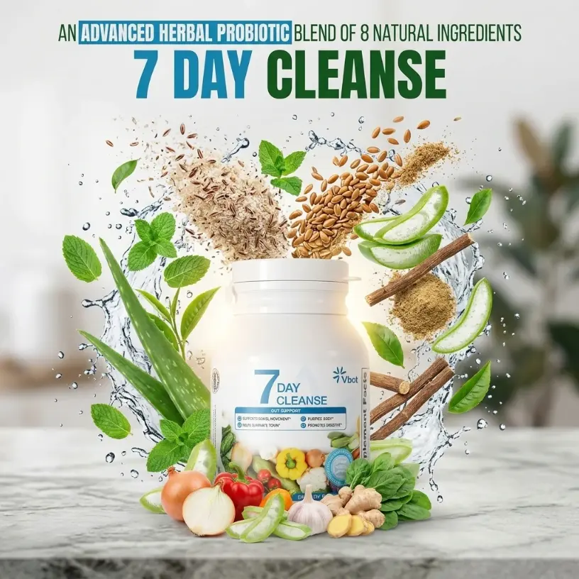 Vbot-Cleanse | Purify | Detoxify - Pure Herbal Extracts - Senna Leaf Extract | Aloe Vera Leaf | Psyllium Husk Powder - Powerful 7-Day Full-Body Internal Cleanse Formula, Promotes Healthy Elimination | Bowel Movement | Detoxification - Herbal Supplement