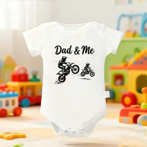 Dad + Me Baby Bodysuit, Funny Infant Newborn Clothes 100% Cotton Jumpsuits Baby Boys Girls Casual Rompers Baby Gift Baby Short Sleeves Onesie Clothes Letter Pattern Baby Outfit for Outdoor Indoor
