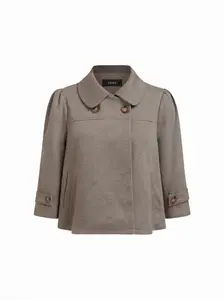 Jacquard Peter Pan Collar Houndstooth Three-quarter Length Sleeve Oversized Blouse