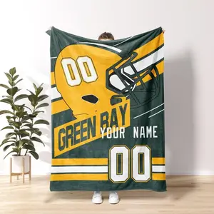 Green Bay Football Personalized Blanket,Retro Green Bay Packer Varsity Blanket,Green Bay Family Blanket,Packer Fans Gift  FVA5